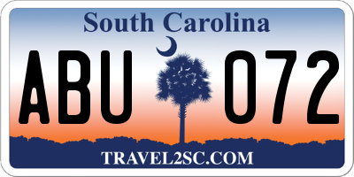 SC license plate ABU072