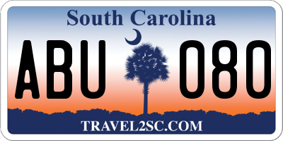 SC license plate ABU080