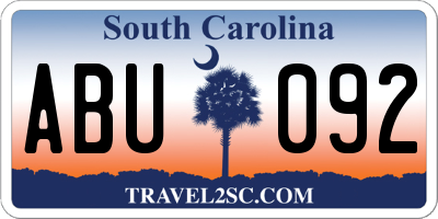 SC license plate ABU092