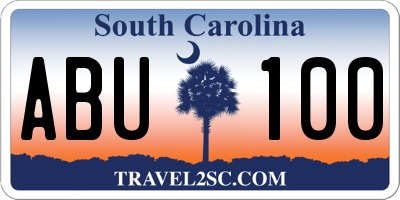 SC license plate ABU100