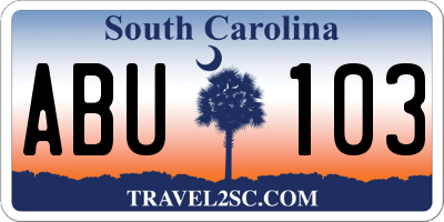 SC license plate ABU103