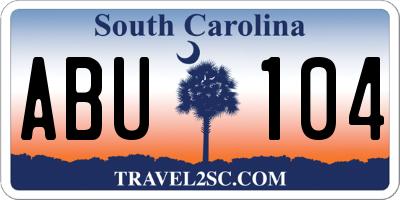 SC license plate ABU104
