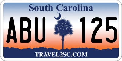 SC license plate ABU125