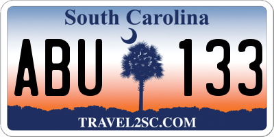 SC license plate ABU133