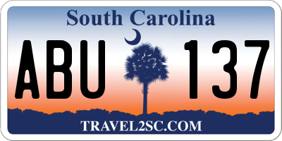 SC license plate ABU137