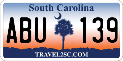 SC license plate ABU139
