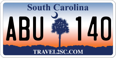 SC license plate ABU140