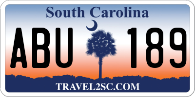 SC license plate ABU189