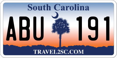 SC license plate ABU191