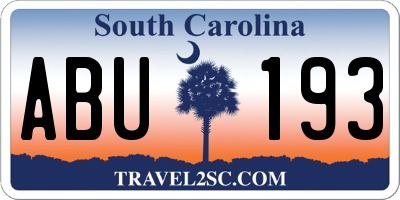 SC license plate ABU193