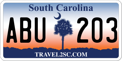 SC license plate ABU203