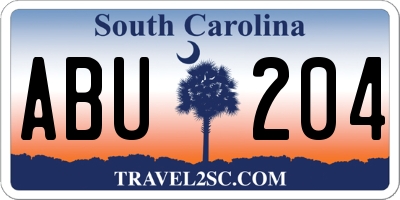 SC license plate ABU204