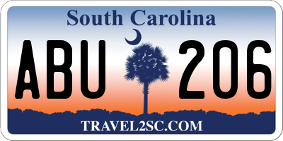 SC license plate ABU206