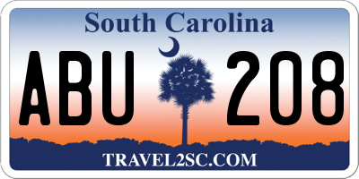SC license plate ABU208