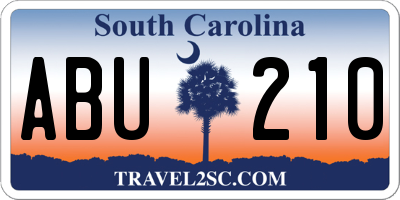 SC license plate ABU210