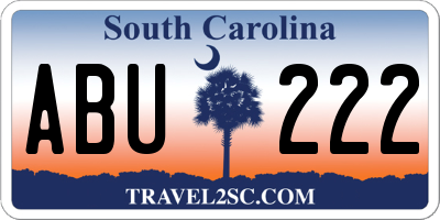 SC license plate ABU222