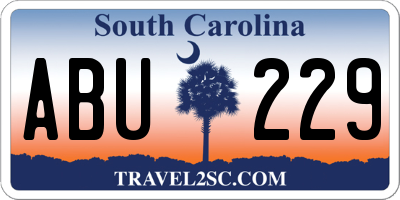 SC license plate ABU229