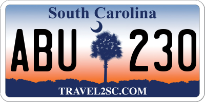 SC license plate ABU230