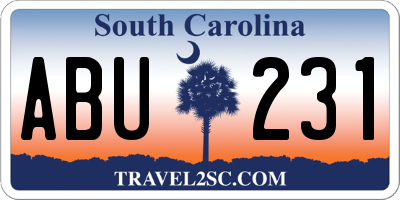 SC license plate ABU231