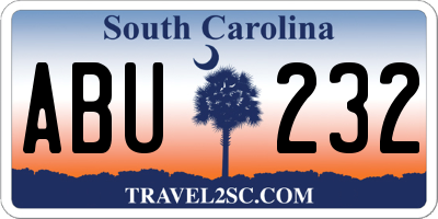 SC license plate ABU232