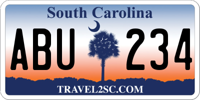 SC license plate ABU234