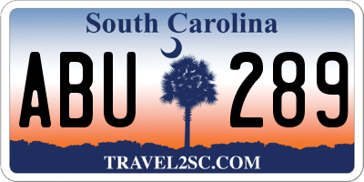 SC license plate ABU289