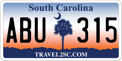 SC license plate ABU315