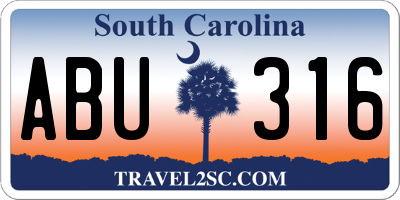 SC license plate ABU316