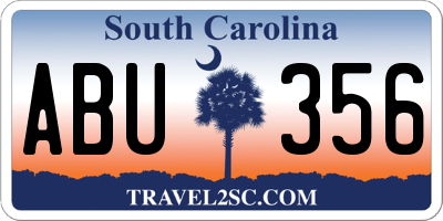 SC license plate ABU356