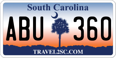 SC license plate ABU360