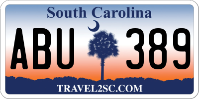 SC license plate ABU389
