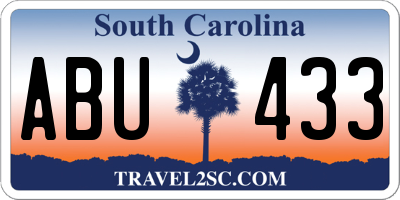 SC license plate ABU433