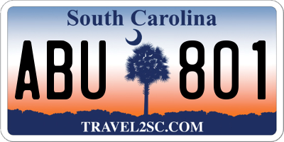 SC license plate ABU801