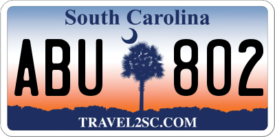 SC license plate ABU802