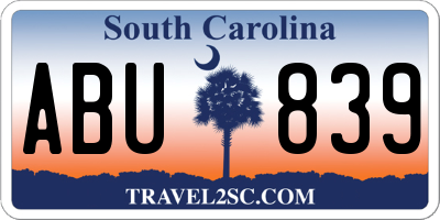 SC license plate ABU839