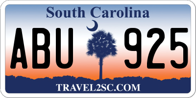 SC license plate ABU925