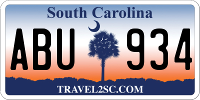 SC license plate ABU934