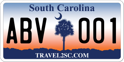 SC license plate ABV001