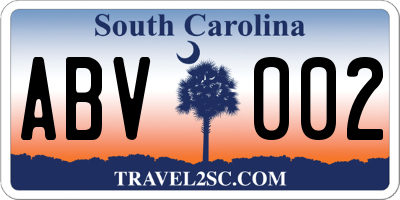 SC license plate ABV002