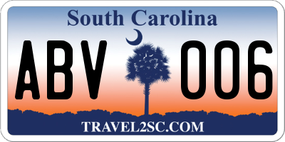 SC license plate ABV006