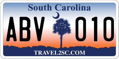 SC license plate ABV010