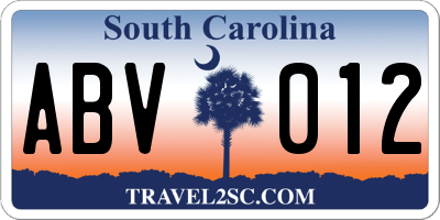 SC license plate ABV012