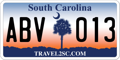 SC license plate ABV013