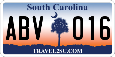 SC license plate ABV016