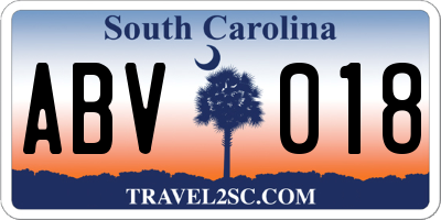 SC license plate ABV018
