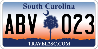 SC license plate ABV023
