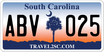 SC license plate ABV025