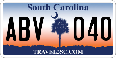 SC license plate ABV040