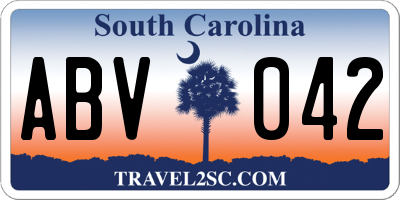 SC license plate ABV042