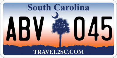 SC license plate ABV045